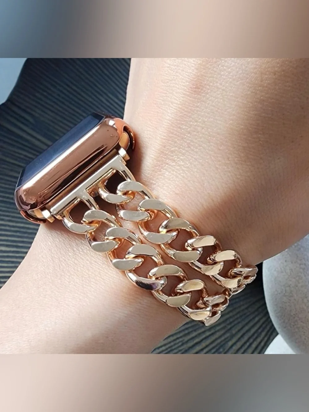 DSAA Plus Adjustable Rose Gold Chain Bracelet Smartwatch Band 90s Minimalist